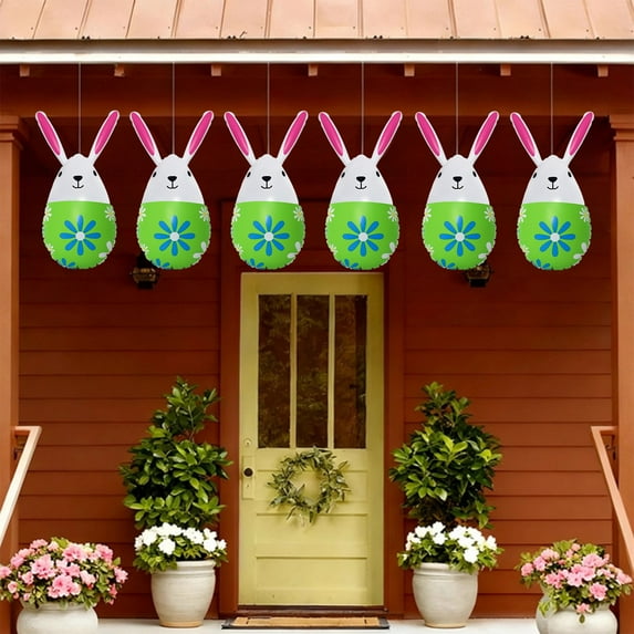 Aufmer 4 Pcs Easter Inflatable Egg Decor Colorful Courtyard Decoration