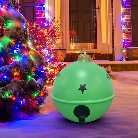 Aufmer 4 Pcs Inflatable Christmas Ball with Bow Bells Design, Outdoor Yard Decor for Tree Hanging, Holiday Festival Inflatable Ornament(Multicolor)