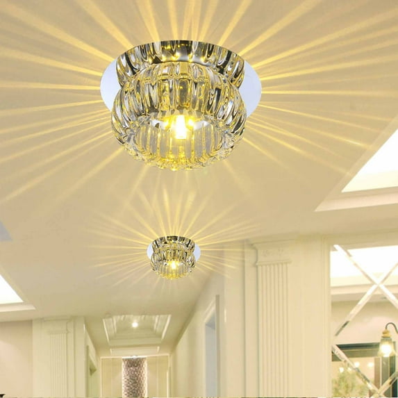 Aufmer 4 Pcs Modern Wrought Iron Chandelier, Clear Crystal Decor with Soft Glow, Perfect for Hallway or Balcony, 5.9x5.9x3.14in(Clear)