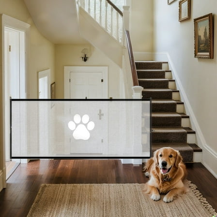 Aufmer 4 Pcs No-Drill Pet Gate - Dog & Cat Barrier for Doors/Stairs, Anti-Climb Mesh with Stable Base, 70.87x28.35in(Multi-color)