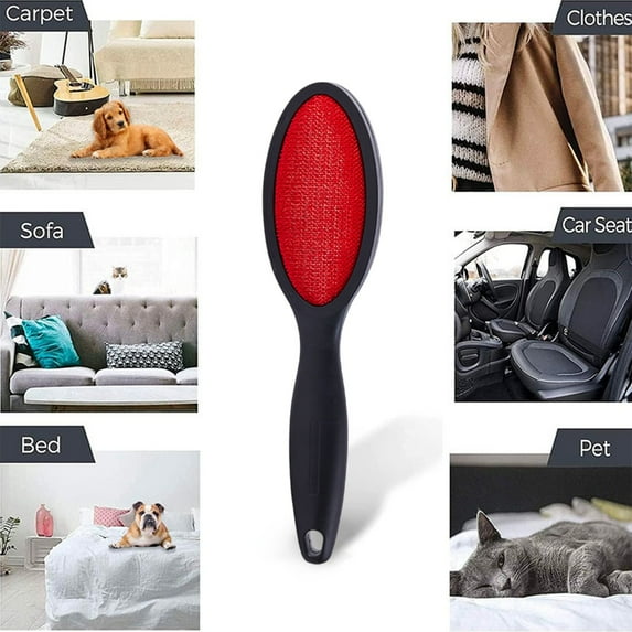 Aufmer 5 Pcs Double-Sided Static Lint Brush, Pet Hair Remover for Clothes/Furniture, Ergonomic ABS Plastic Handle, 11.02x3.15x1.37in(Black)