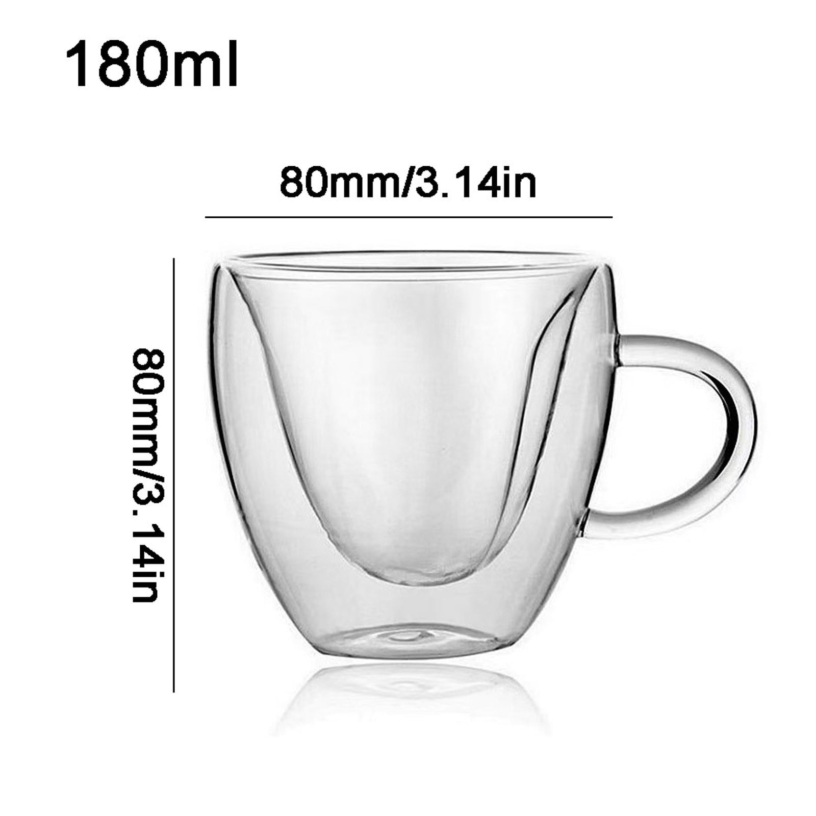 Aufmer 5 pcs Heart-Shaped Double Wall Coffee Mugs, Insulated Glass Cups, Ideal for Coffee and Tea