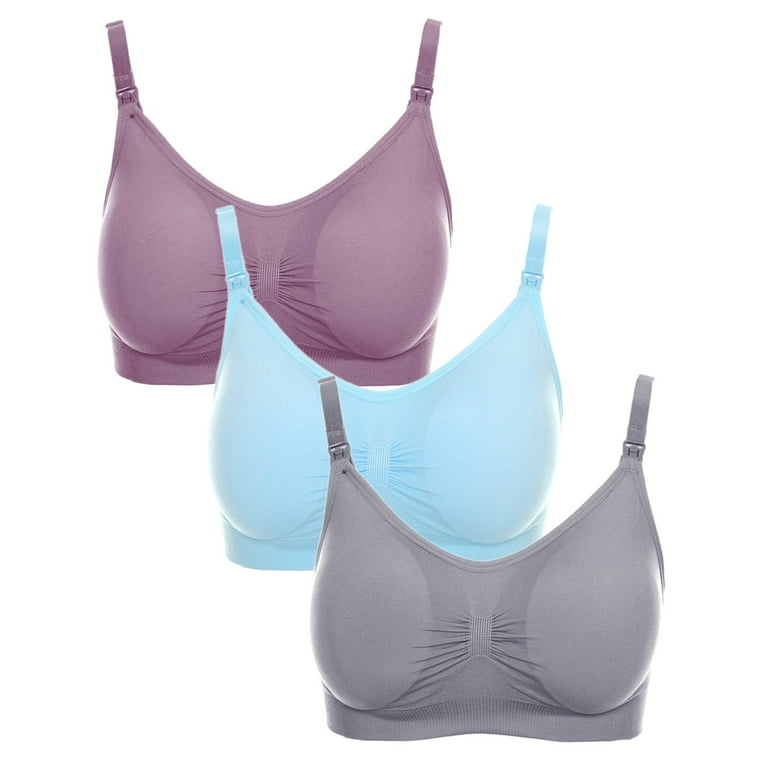 Aufmer Clearance Ladies Nursing Bras for Breastfeeding Plus Size 3Pcs  Pregnant Plain Color Bra Maternity Vest Tops 