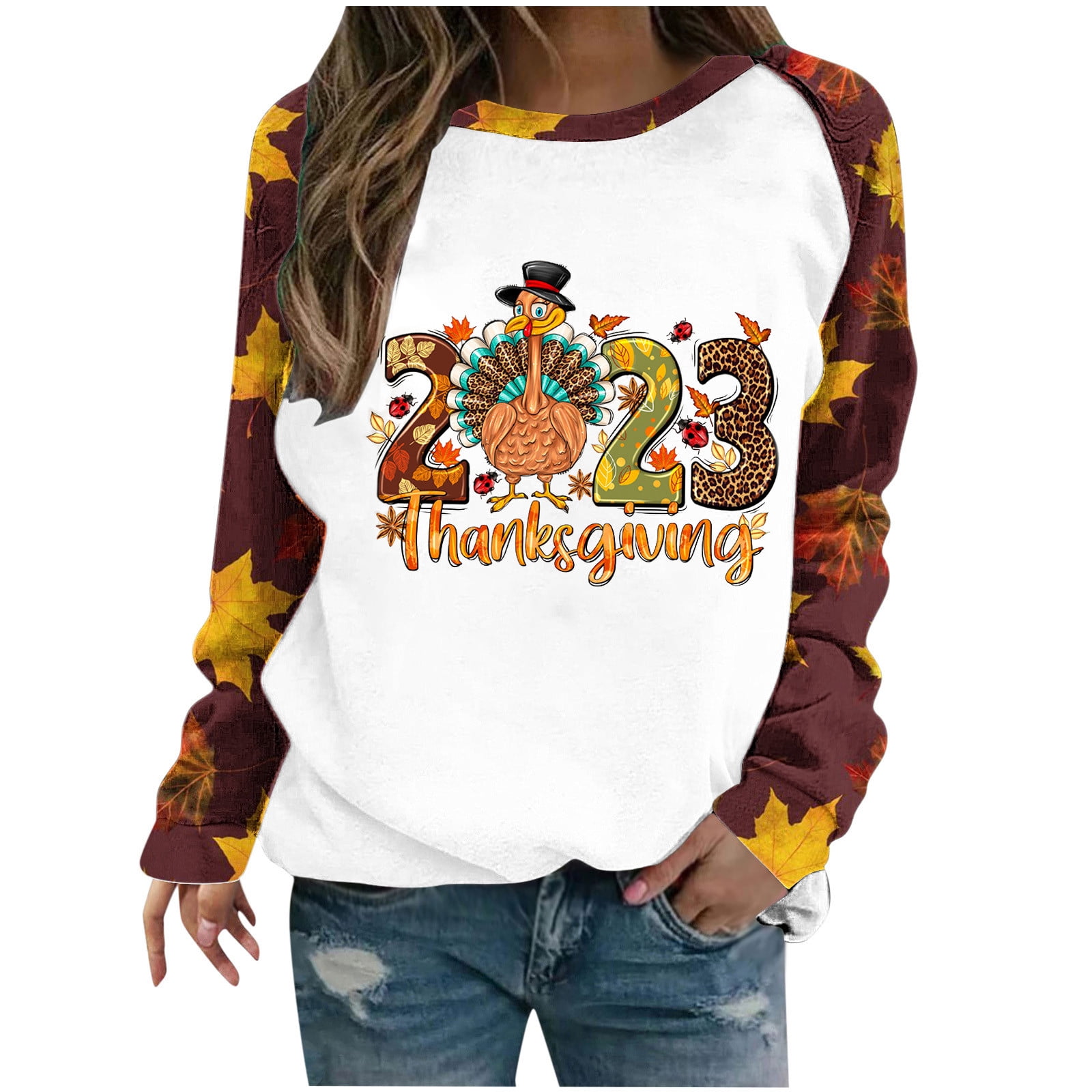 Aufmer Clearance Sweatshirts for Women,Crewneck Graphic Blouse Ladies