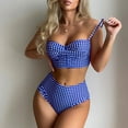 thumbnail image 1 of Aufmer Two Piece Swimsuits for Women Plus Female Plaid Backless Split High Waist Bikini Sports Lace-Up, 1 of 1