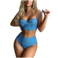thumbnail image 1 of Aufmer Two Piece Swimsuits for Women Plus Female Plaid Backless Split High Waist Bikini Sports Lace-Up, 1 of 3