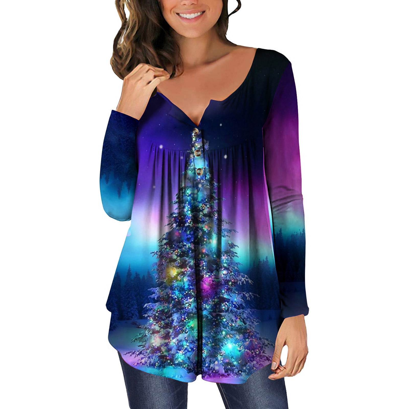 Aufmer Clearance Women's Christmas Party Blouse Misses Christmas Unique