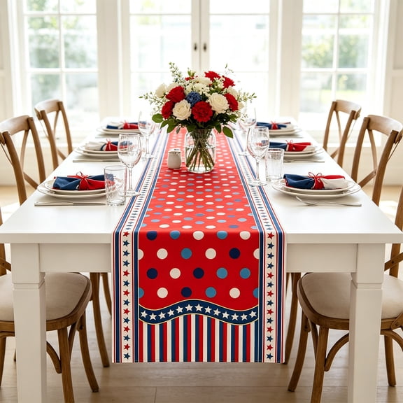 Aufmer Dual Theme Multi Purpose Long Table Cloth Soft Fabric Flexible Size Matching For Home Restaurant Holiday Tea Dining Scene Layout Ornament(33×120cm)