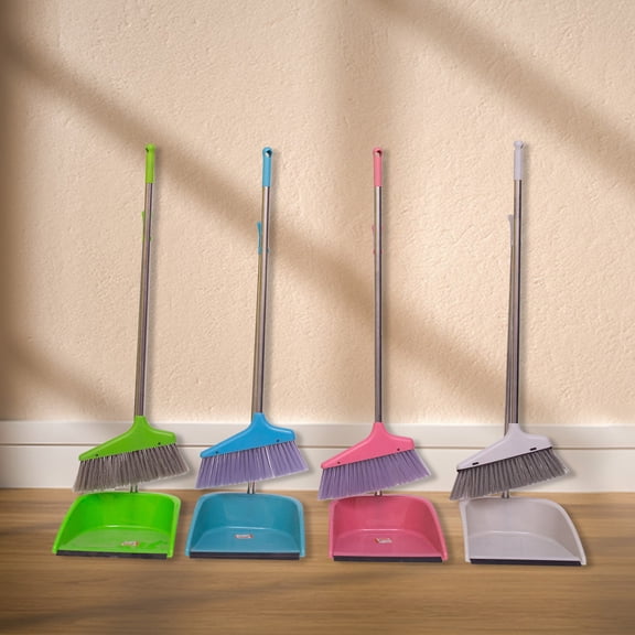 Aufmer Dustpan Set Extended Stainless Steel Handle Cleaning Tool