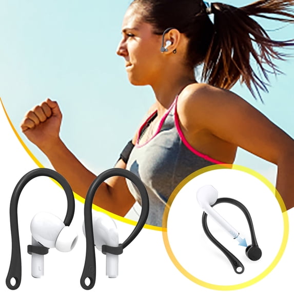Aufmer Ear Hooks Designed for Apple AirPods 1┃ 2┃ 3┃ Pro and Pro 2┃AirPods Ear Hooks for Running┃ Jogging┃ Cycling┃ Gym-Black