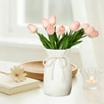 thumbnail image 1 of Aufmer Faux Ceramic Plastic Vase, Drawstring Bag Style Pleated Floral Container, Matte White Desktop Flower Pot for Home Living Room Decor, 1 of 6