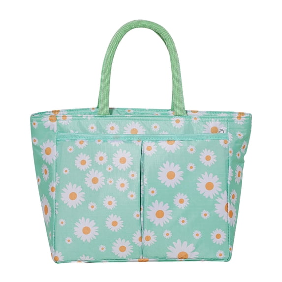 Aufmer Insulated Lunch Bags for Women - Large Tote Adult Lunch Box for Women with Shoulder Strap, Side Pockets and Water Bottle Holder, Light Blue Plum, Normal Size