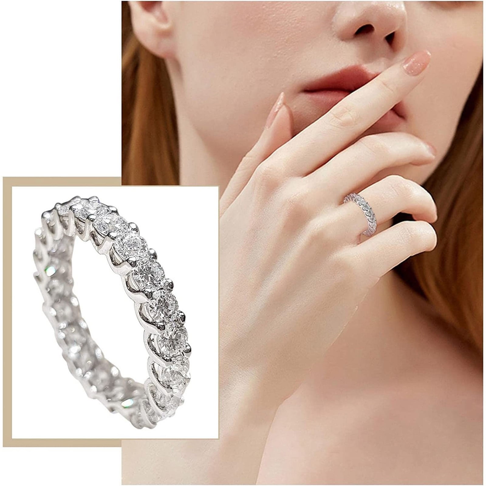 Aufmer Jewelry Clearance Rings Fashion Women's Zirconia Bling Diamond