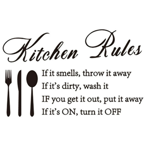 Aufmer Kitchen Rules Wall Stickers Dining Room Quotes Wall Decals Removable Vinyl Sign Art Decal for Kitchen Dining Baking Room Restaurant Home Decor Home Decor Upgraded ✿Poor Things