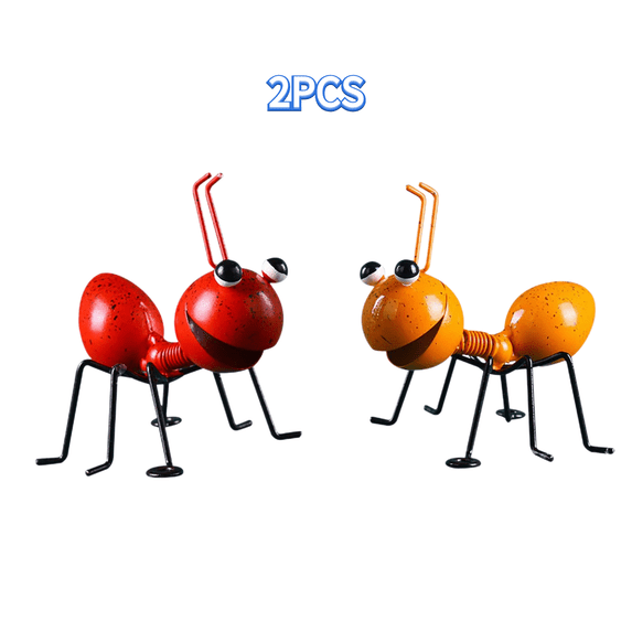 Aufmer Metal Ants Garden Decor Insect Ornaments Indoor or Outdoor Garden Yard Art Wall Sculptures 2PCS Set