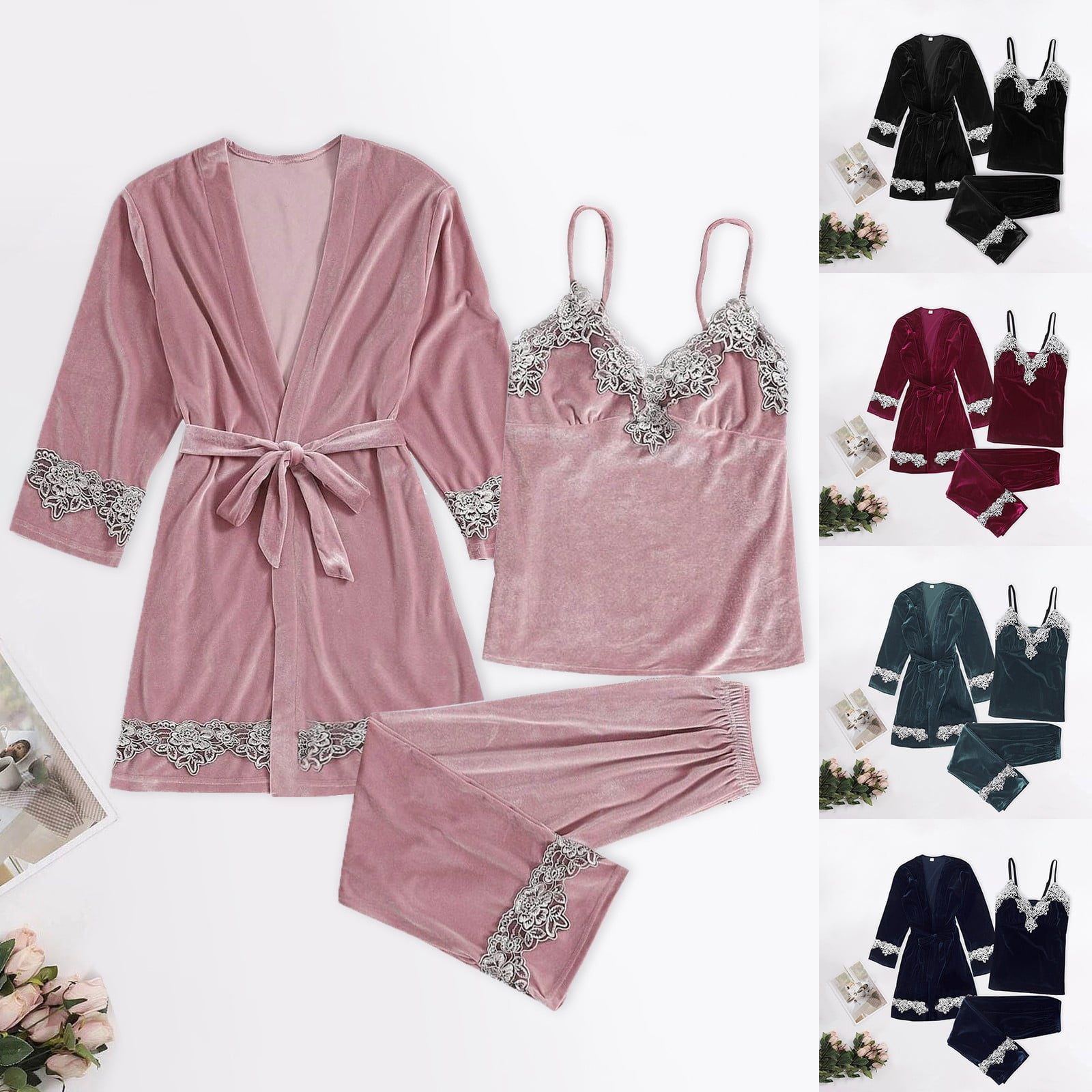 Aufmer Nightgowns for Women Soft Clearance Sleeveless VNeck Tie Lace