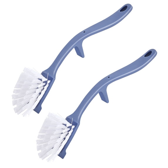 Aufmer Pack of 2 Dish Brush with Long Handle┃Round Scrubbing Brush for Pans┃Pots┃Kitchen Sink Cleaning Dish Washing Brush