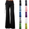 thumbnail image 1 of Aufmer Pants for Women Clearance Elastic Waist Wide Leg Pants Extra Long Plain Trouser Loose High Waist Workout Out Casual Trousers Yoga Gym Flare Pants, 1 of 1