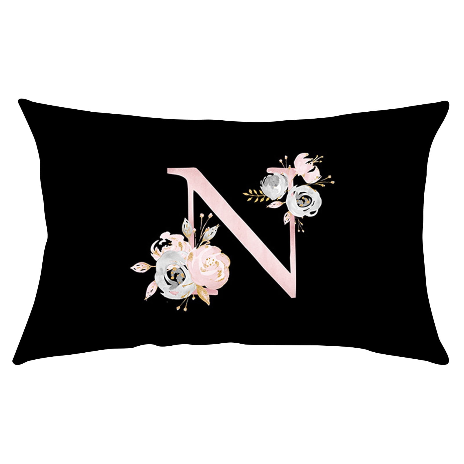 Aufmer Pillow Covers English Alphabet R Throw Pillow Cover Black Throw