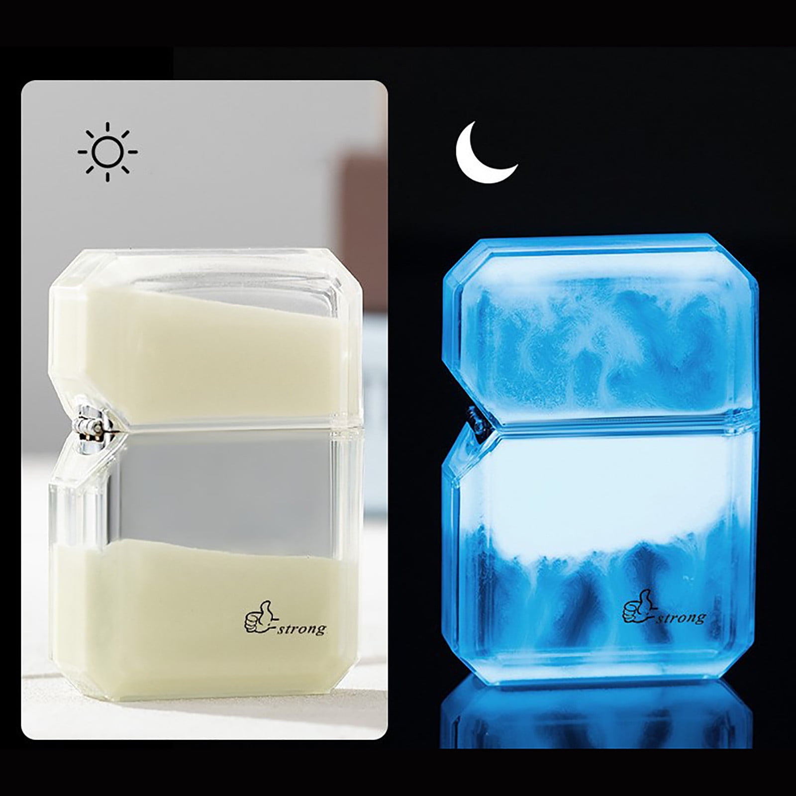 Aufmer Quicksand Luminous Windproof Lighter,Refillable Lighters,Luminous Transparent Oil Bin Fine Gift