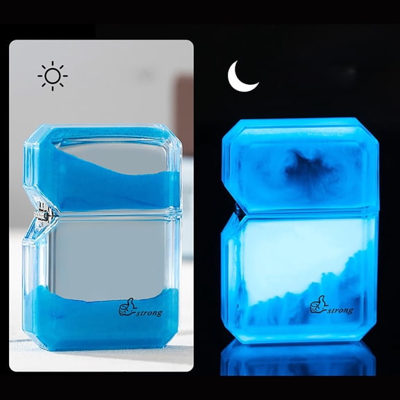 Aufmer Quicksand Luminous Windproof Lighter,refillable lighters,Luminous Transparent Oil bin fine Gift