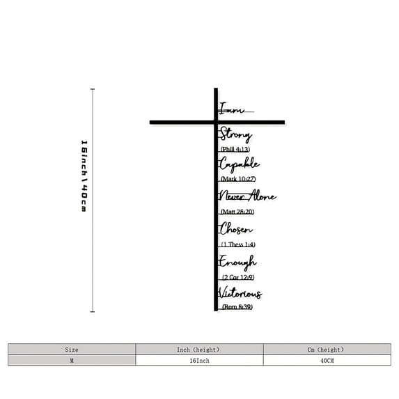 Aufmer Scripture Wall Decor, Religious Inspirational Sign for Home Living Room, Faith Based Spiritual Verse Art with Cross Design, 12 16 20 Inch Indoor Outdoor Plaque for Bedroom Office