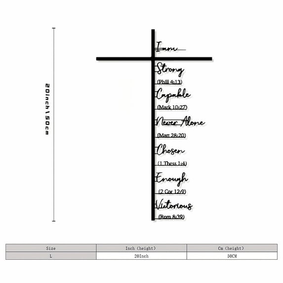 Aufmer Scripture Wall Decor, Religious Inspirational Sign for Home Living Room, Faith Based Spiritual Verse Art with Cross Design, 12 16 20 Inch Indoor Outdoor Plaque for Bedroom Office
