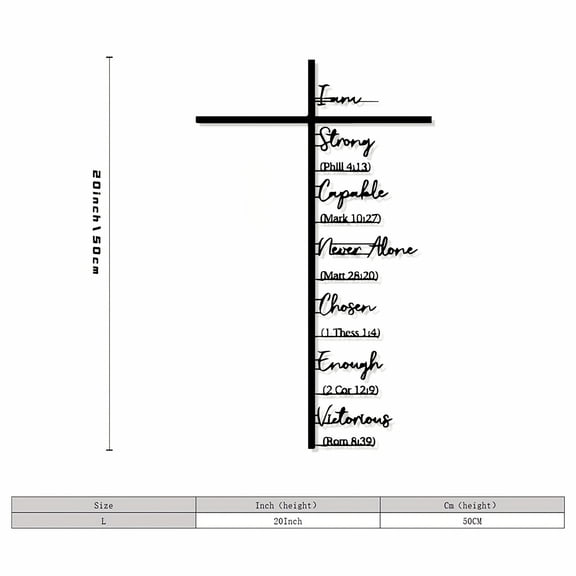 Aufmer Scripture Wall Decor, Religious Inspirational Sign for Home Living Room, Faith Based Spiritual Verse Art with Cross Design, 12 16 20 Inch Indoor Outdoor Plaque for Bedroom Office
