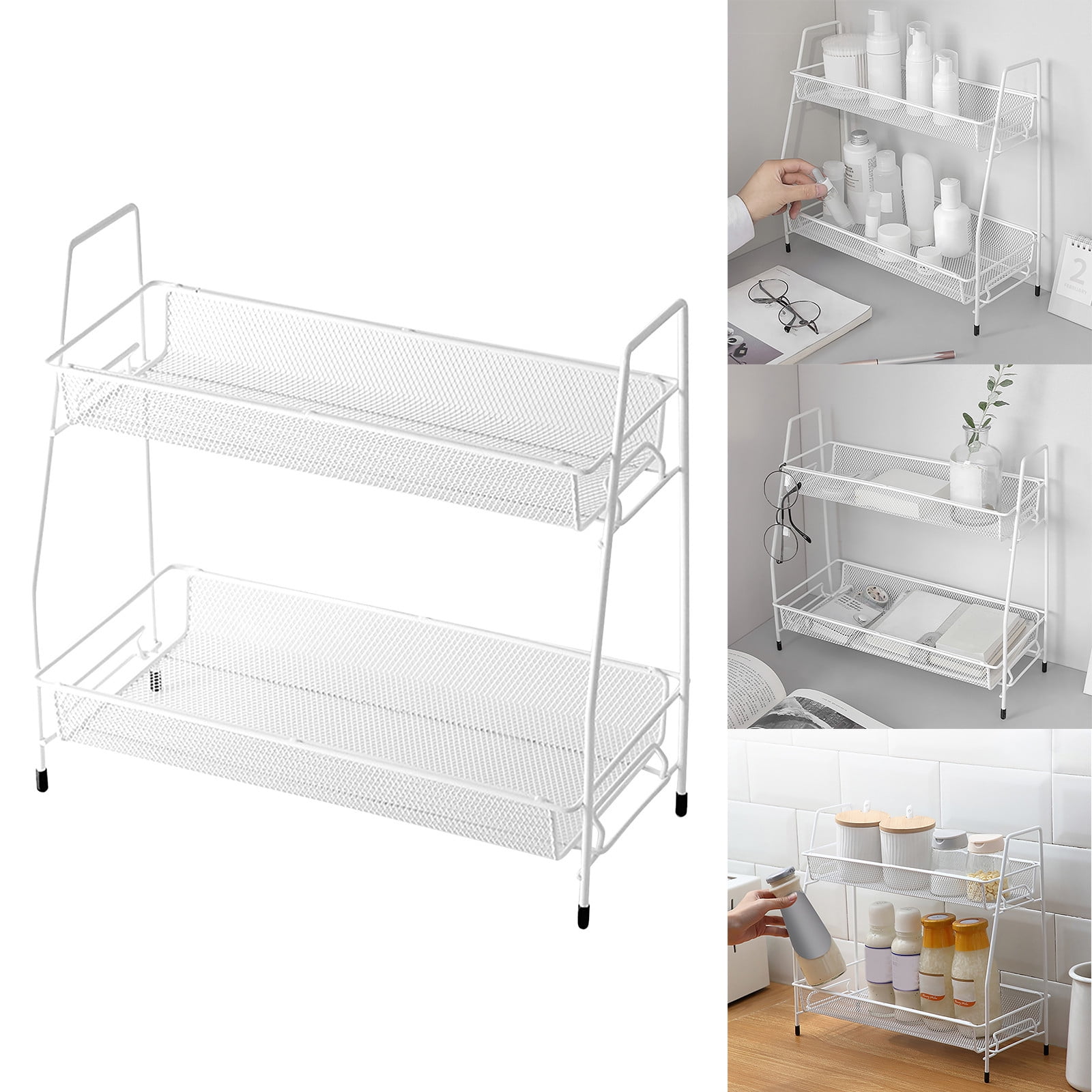 Aufmer Spice Rack Organizer for Countertop 2 Tier Bathroom Shelf ...