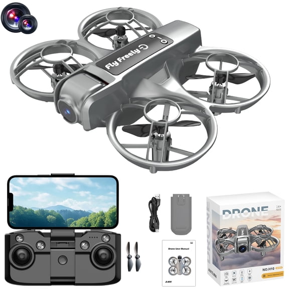 Aufmer Two Camera Drone, Remote Control Quadcopter with Obstacle Avoidance, Height Hold Headless Mode, 360 Flip WiFi FPV Racing Toy for Boys