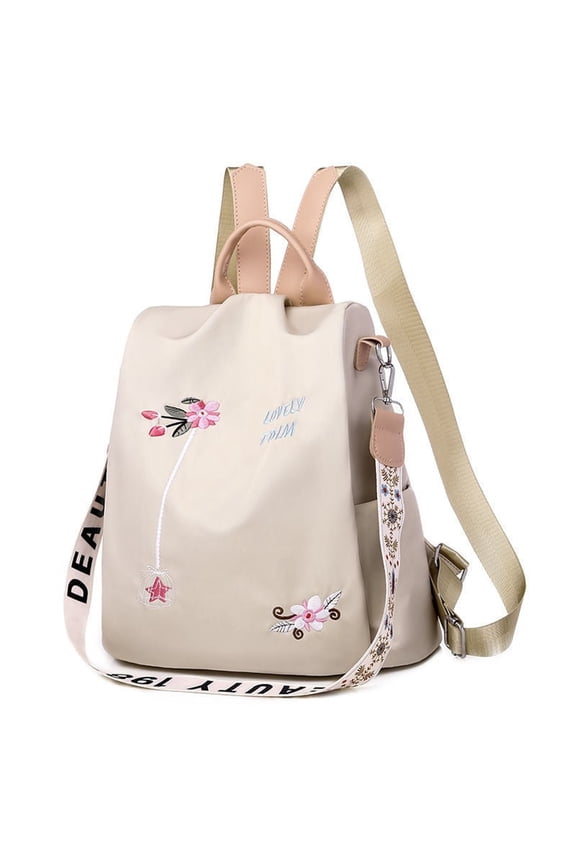 Women's Lightweight Zippered Pockets Oxford fabric Travel Backpack, Khaki