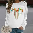 thumbnail image 1 of Aufmer Womens Long Sleeve Tees Multicolor Print Long Sleeve Round Neck Button Front Sweaters for Women Fashion Casual Ladies Sweatshirt Tops Blouse, 1 of 4