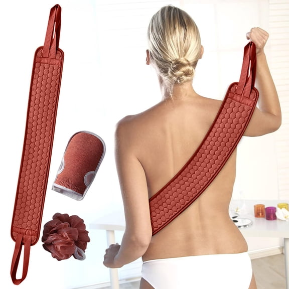 Aufmer ③pcs Exfoliating Washcloth Towel - Body Scrubber Exfoliator┃ Loofah Sponge┃ Korean & Japanse & African Net Sponge Rag - Back Scrubber Washer for Use in Shower Bath