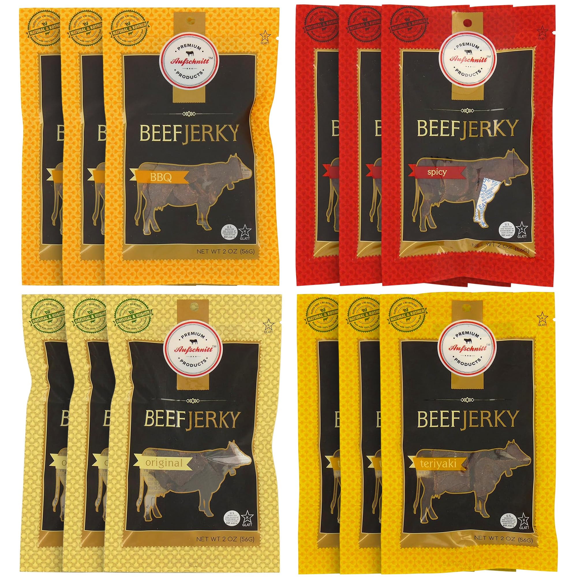 Aufschnitt Grass Fed Beef OIF8 Jerky Low Sodium, Certified Kosher Halal and Keto Friendly