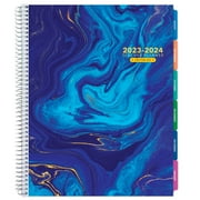 Aug 2023-Jul 2024 Lite Teacher Lesson Planner Notebook 8.5x11 Daily Weekly Monthly Organizers - Includes 7 Periods, Dated Calendar, Page Tabs, Bookmark, and Planning Stickers (Deep Blue Marble)