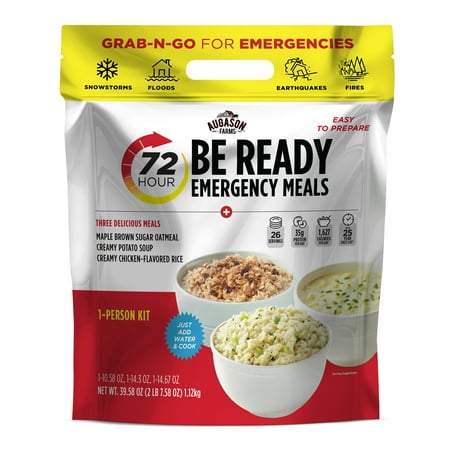Augason Farms 72-Hour BE READY Emergency Meals Kit, Certified Gluten Free, Contains Milk and Soy