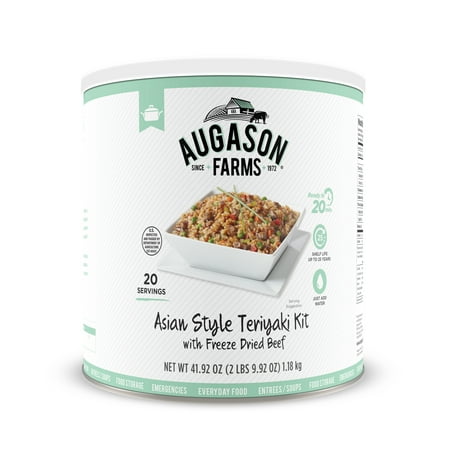 Augason Farms Asian Style Teriyaki with 100% Real Freeze-Dried Beef Emergency Food Supply Large Can