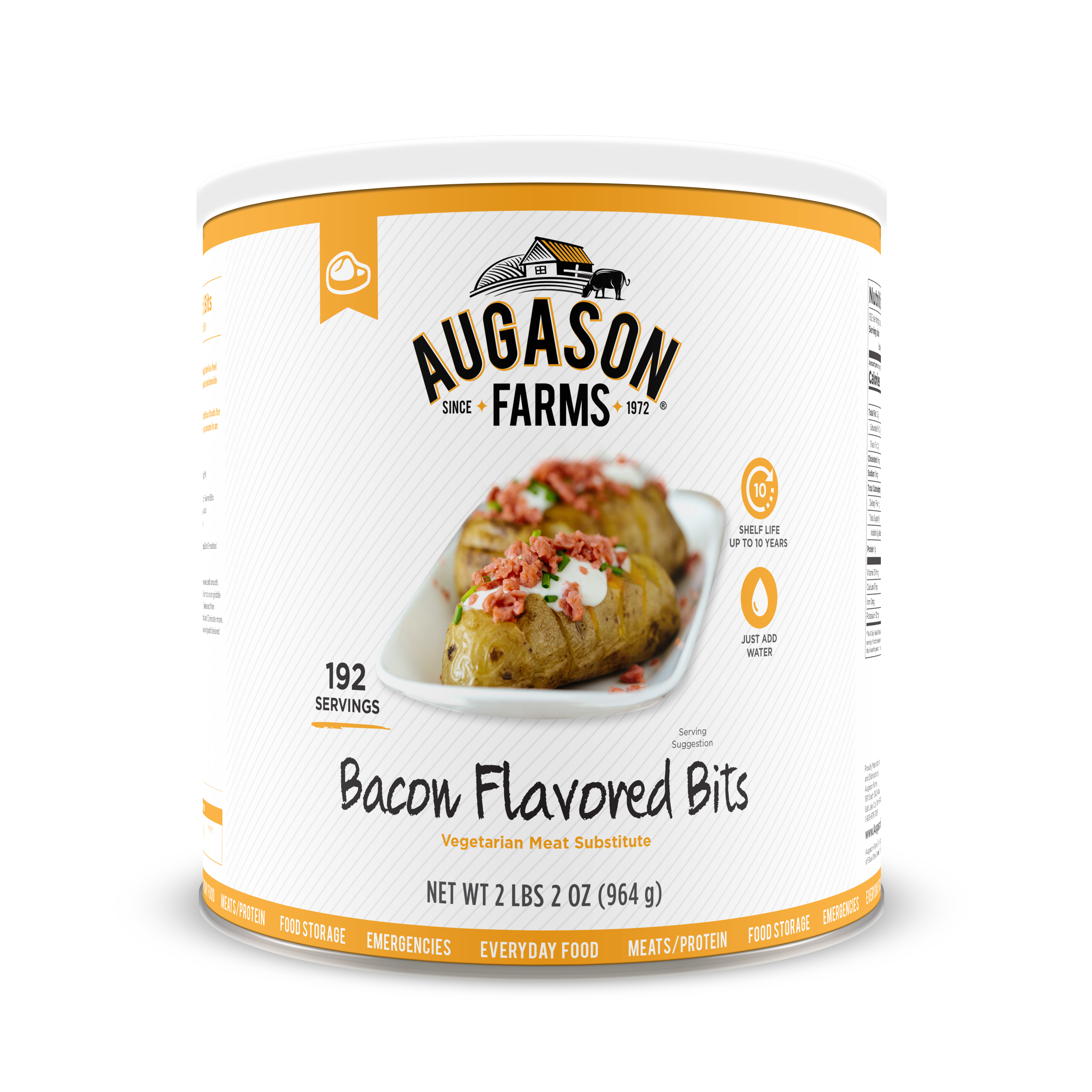 Augason Farms Bacon Flavored Bits Vegetarian Meat Substitute 2 lbs 2 oz No. 10 Can - image 1 of 9