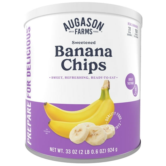 Augason Farms Sweetened Banana Chips Can, Emergency Food Supply, Everyday Meals, 31 Servings