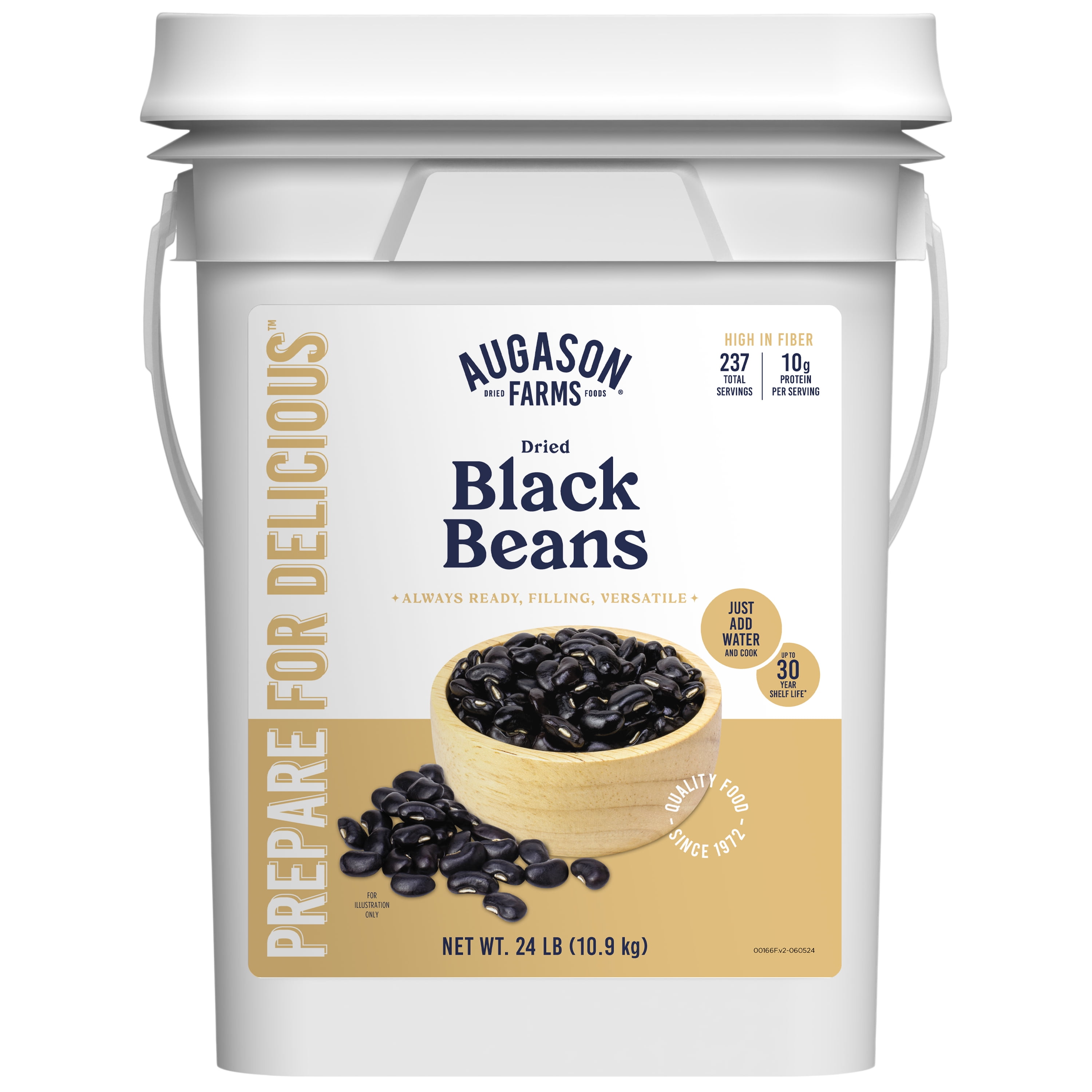 Augason Farms Black Beans Emergency Bulk Food Storage 24 lb.