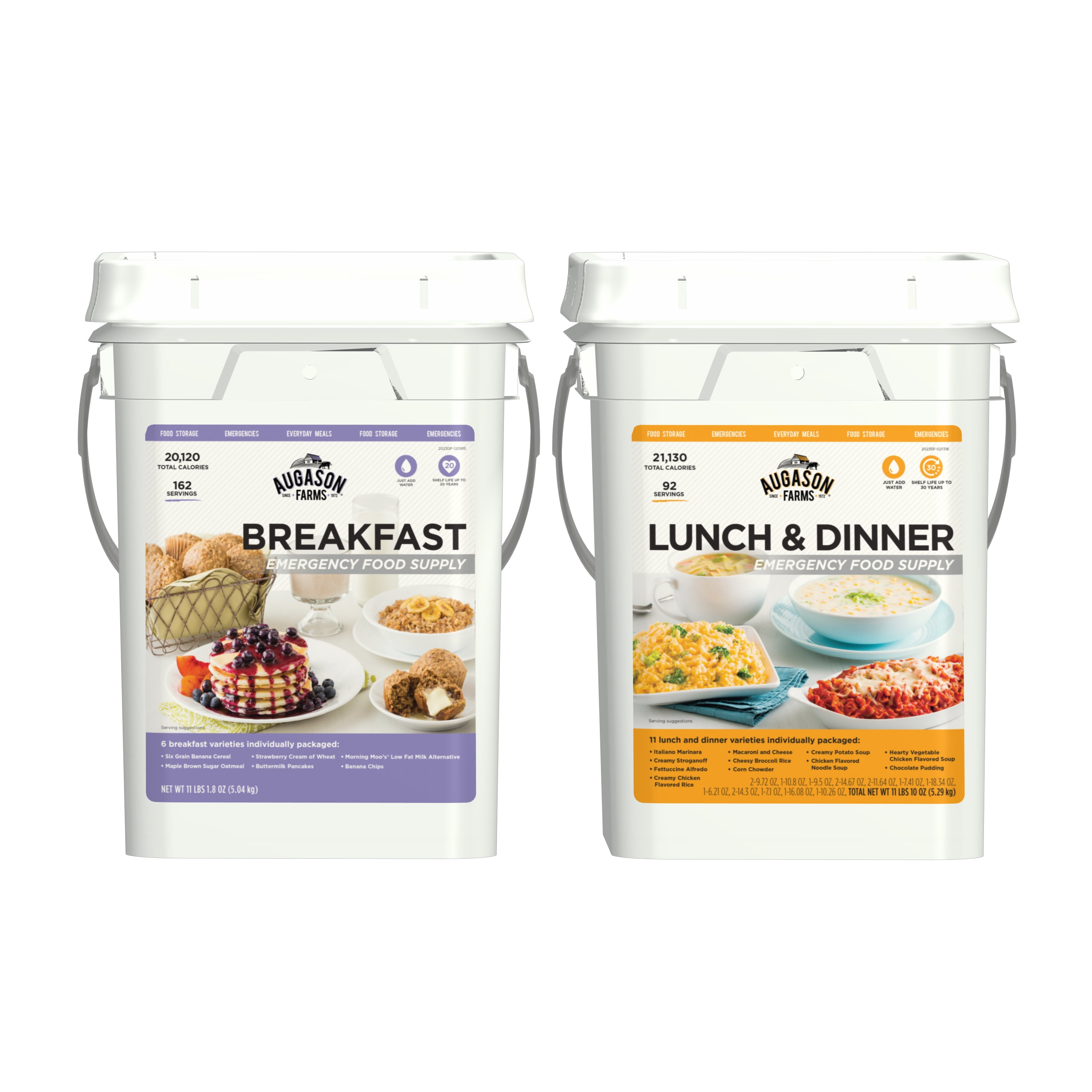 Augason Farms Breakfast, Lunch & Dinner Pail Combo Survival Emergency Food