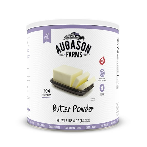 Augason Farms Butter Powder Mix Can Emergency Food Supply, 510 Servings, 10 Year Shelf Life, Certified Gluten Free, Made with Real Milk - Dry Butter Powder Blend, Ingredient for Baking and Cooking