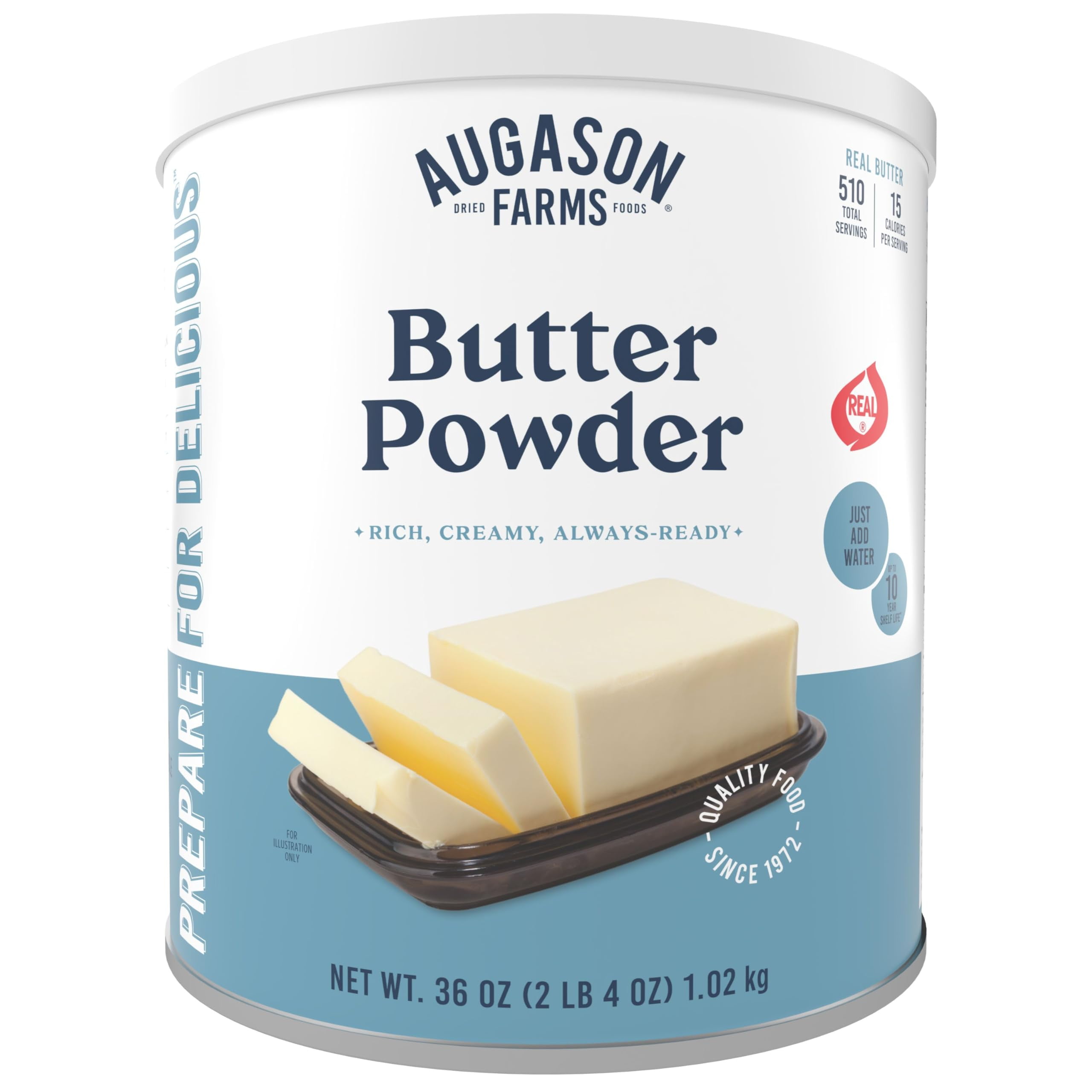 Augason Farms Butter Powder Can, Emergency TVS1Food Supply, Everyday Meals, 510 Servings