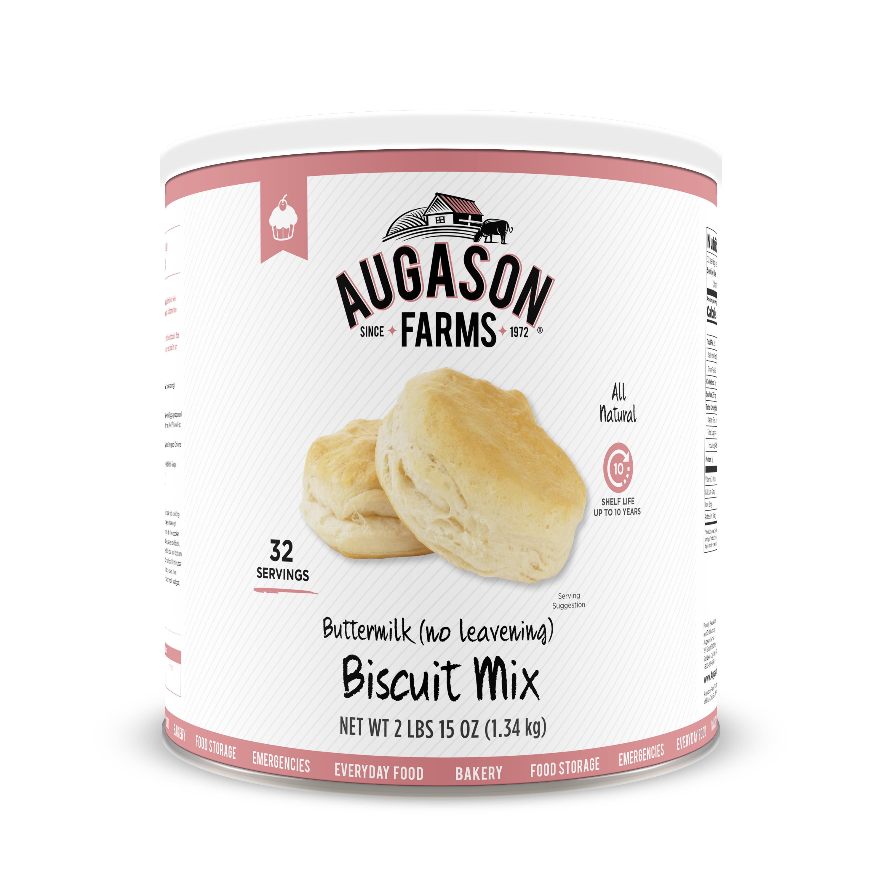 Augason Farms Buttermilk Biscuit Mix Can Emergency Food Supply, 29 Servings, 10 Year Shelf Life - Biscuit Mix Just Add Water and Baking Powder