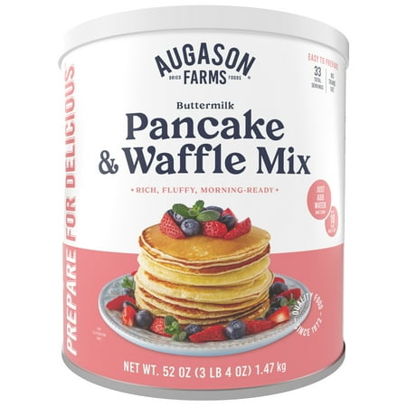 Augason Farms Buttermilk Pancake & Waffle Mix, 33 Servings, Just Add Water, 10-Year Shelf Life, Emergency Food Can