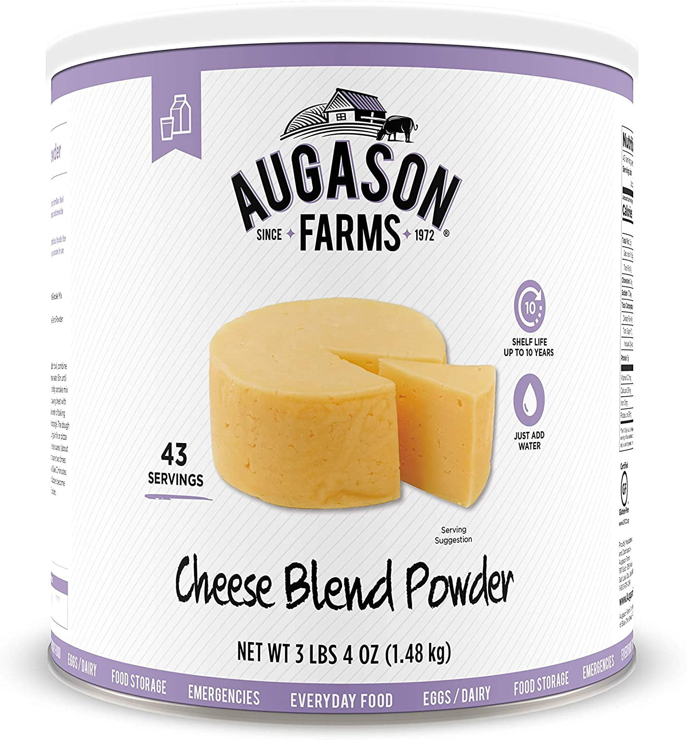 Augason Farms Cheese Blend Powder Certified Gluten Free Long Term Food
