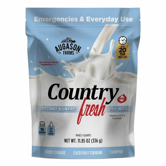 Augason Farms Country Fresh Instant Nonfat Dry Milk Pouch 12 oz. (Pack of 32)