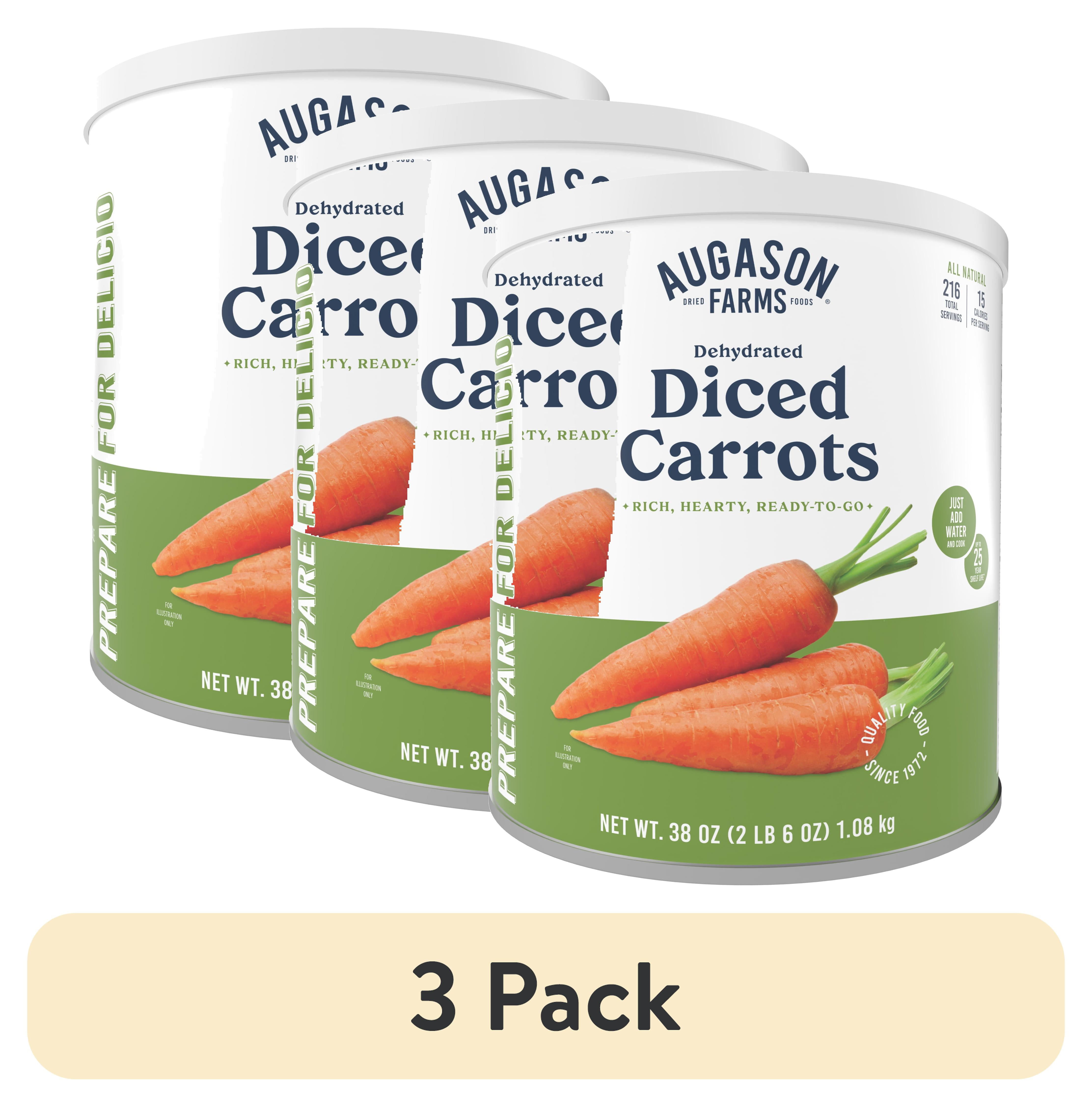 (3 pack) Augason Farms Emergency Food Dehydrated Diced Carrots, 38 oz