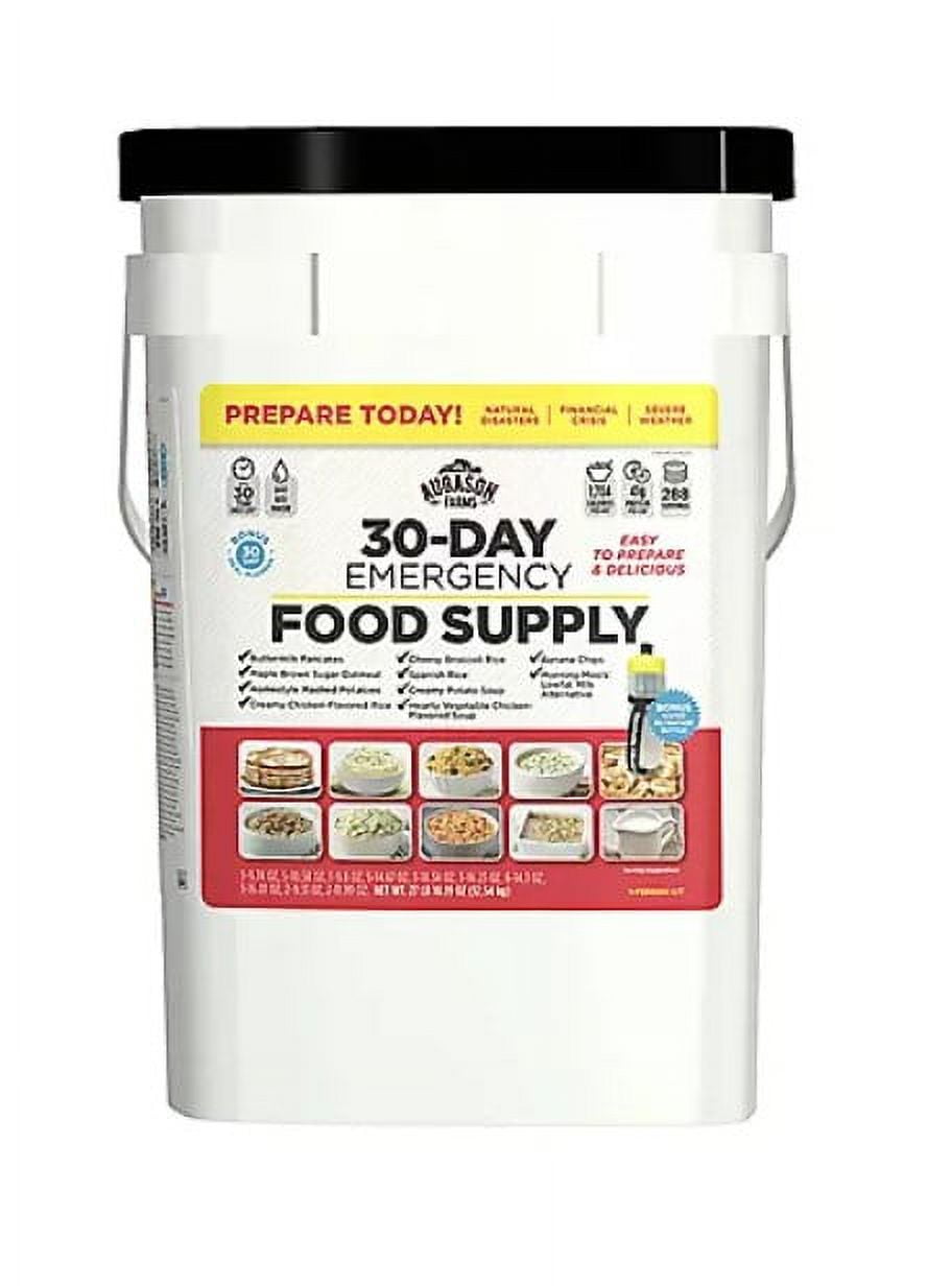 Augason Farms Emergency Food Supply Pail with Water Filtration Bottle ...