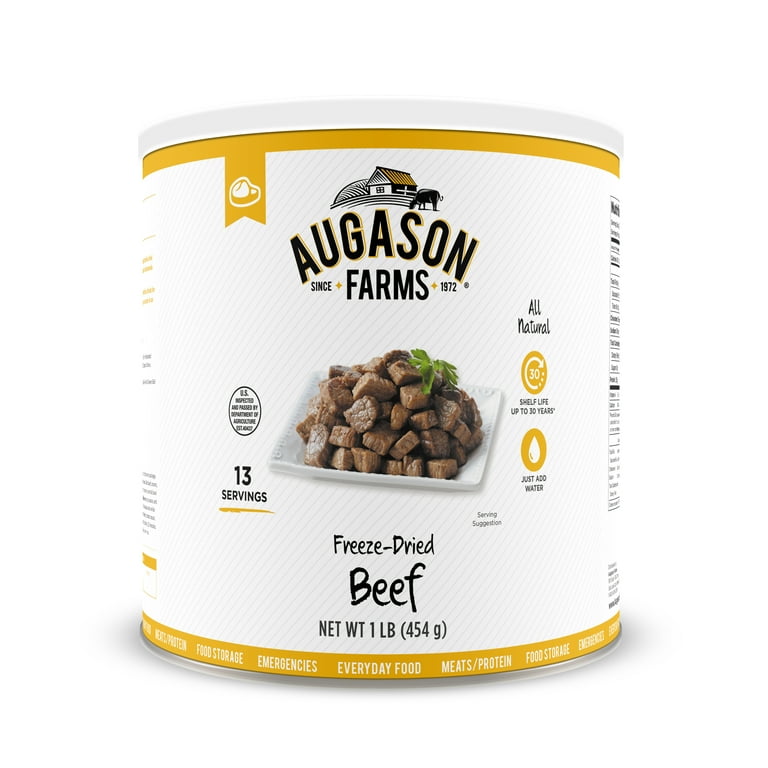 Augason Farms Freeze Dried Beef Chunks No. 10 Can 16 oz Walmart